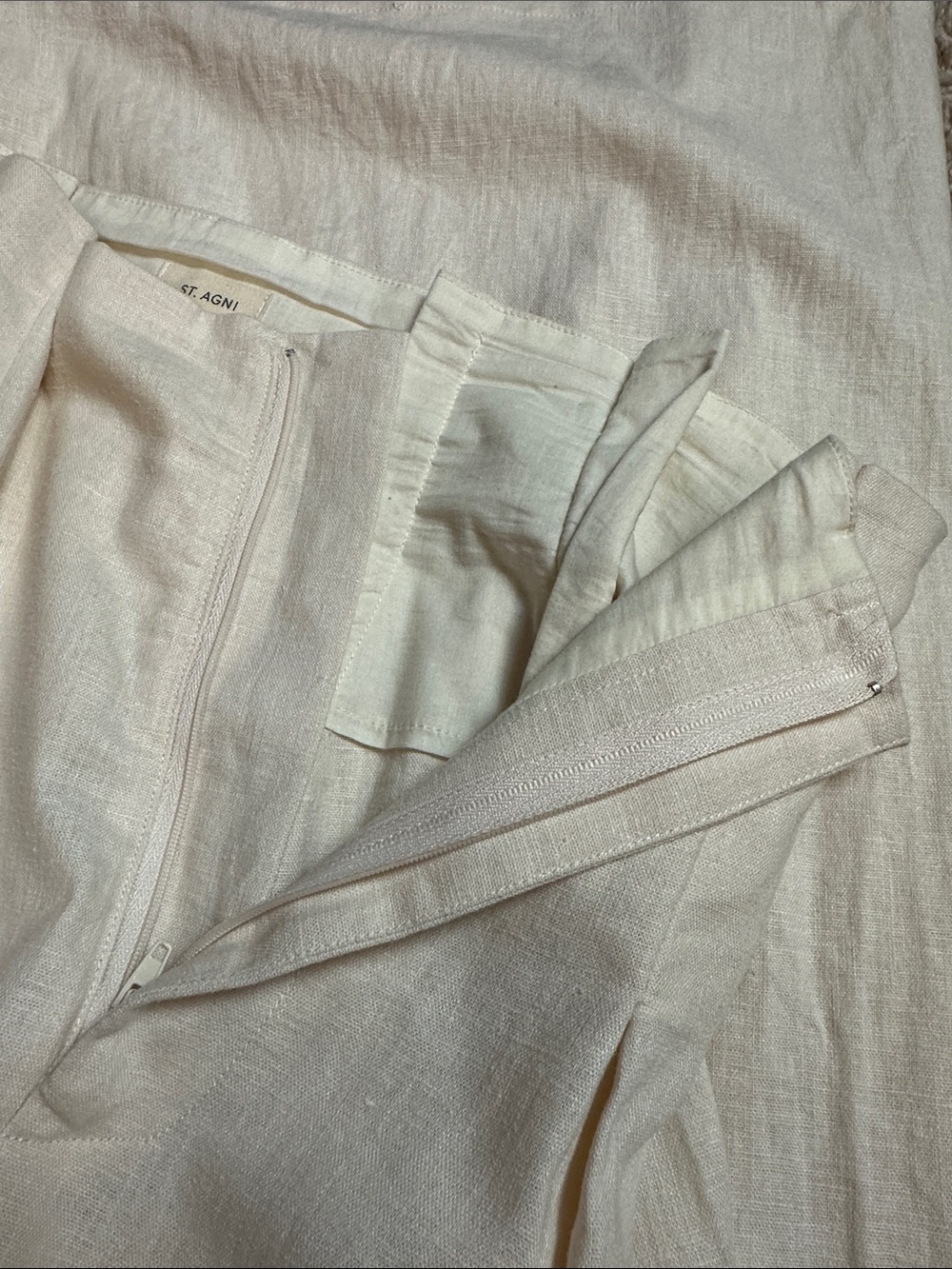 St. Agni Cream Linen Wide Leg Pleated Pants M - Picture 9 of 10